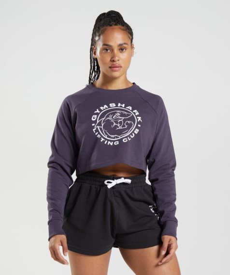 Women's Gymshark Legacy Cropped Sweatshirts Purple | CA AD6N30